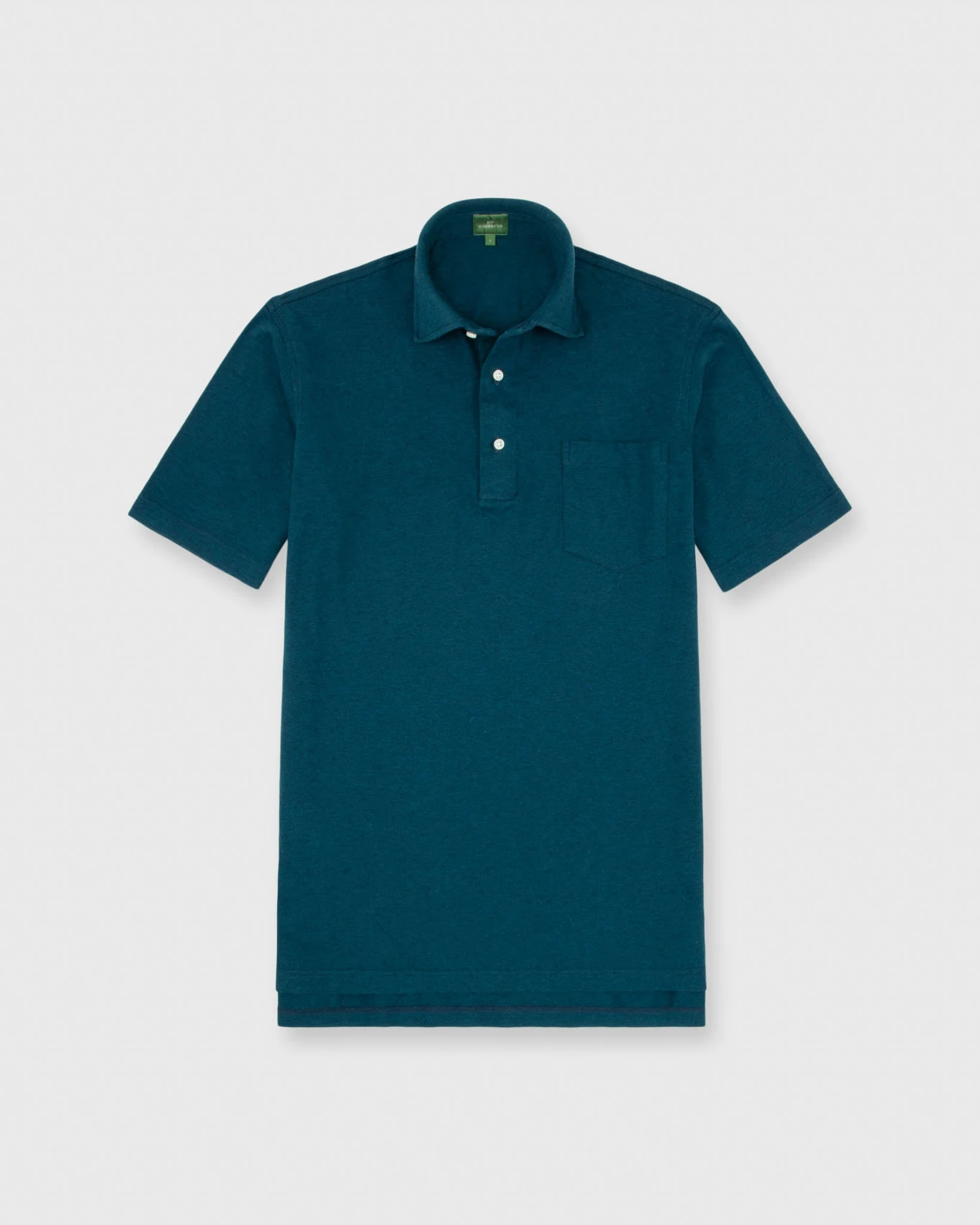 Short-Sleeved Polo In Heather Lake Pique 3 Short-Sleeved Polo In Heather Lake Pique