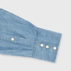 Western Work Shirt In Extra Light Wash Indigo Chambray -Garbiera Sales Store S63729 4