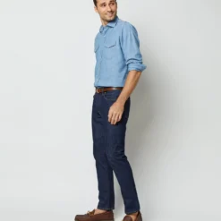 Western Work Shirt In Extra Light Wash Indigo Chambray -Garbiera Sales Store S63729 8610