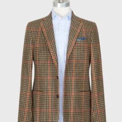 Virgil No. 2 Jacket In Tan/Spruce/Orange Wool Flannel -Garbiera Sales Store S63741 3
