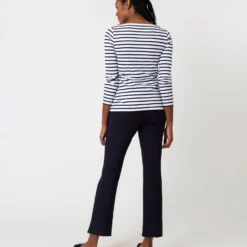 Long-Sleeved Boatneck Tee In White/Navy Stripe Compact Jersey 13 Long-Sleeved Boatneck Tee In White/Navy Stripe Compact Jersey -Garbiera Sales Store S64673 4