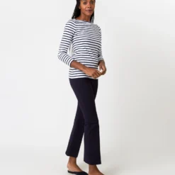Long-Sleeved Boatneck Tee In White/Navy Stripe Compact Jersey 14 Long-Sleeved Boatneck Tee In White/Navy Stripe Compact Jersey -Garbiera Sales Store S64673 5