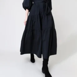 Isla Shirtdress In Black Poplin -Garbiera Sales Store S64929 10