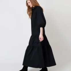 Isla Shirtdress In Black Poplin -Garbiera Sales Store S64929 2
