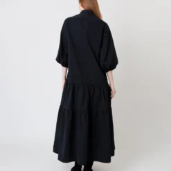Isla Shirtdress In Black Poplin -Garbiera Sales Store S64929 3