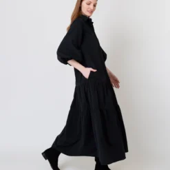 Isla Shirtdress In Black Poplin -Garbiera Sales Store S64929 4