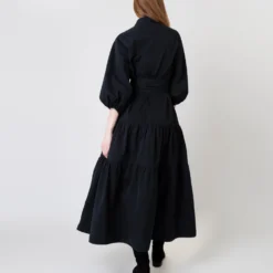 Isla Shirtdress In Black Poplin -Garbiera Sales Store S64929 7