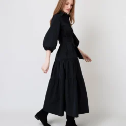 Isla Shirtdress In Black Poplin -Garbiera Sales Store S64929 8