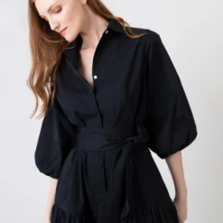 Isla Shirtdress In Black Poplin -Garbiera Sales Store S64929 9
