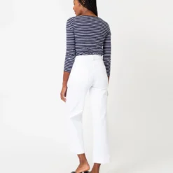 Long-Sleeved Boatneck Tee In Navy/White Stripe Jersey -Garbiera Sales Store S65165 5