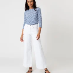 Long-Sleeved Boatneck Tee In French Blue/White Stripe Jersey -Garbiera Sales Store S65166 3