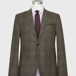 Virgil No. 3 Jacket In Oat/Brown/Red Mix Plaid Brushed Twill