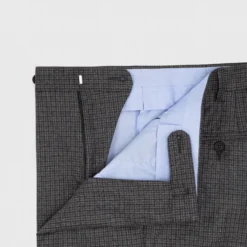 Dress Trouser In Grey/Navy/Brown Mix Guncheck Brushed Twill -Garbiera Sales Store S65650 3