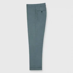 Basic Dress Trouser In Blue Sage Wool Hopsack