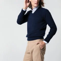 Side-Tab Dress Trouser In Camel Stretch Flannel -Garbiera Sales Store S65653