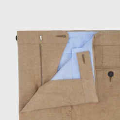 Side-Tab Dress Trouser In Camel Stretch Flannel -Garbiera Sales Store S65653 3