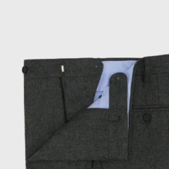 Dress Trouser In Olive Mini Houndstooth Flannel -Garbiera Sales Store S65655 3