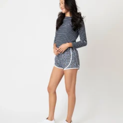 Track Short In Light Blue/Coral Star Anise Liberty Fabric -Garbiera Sales Store S66248 5