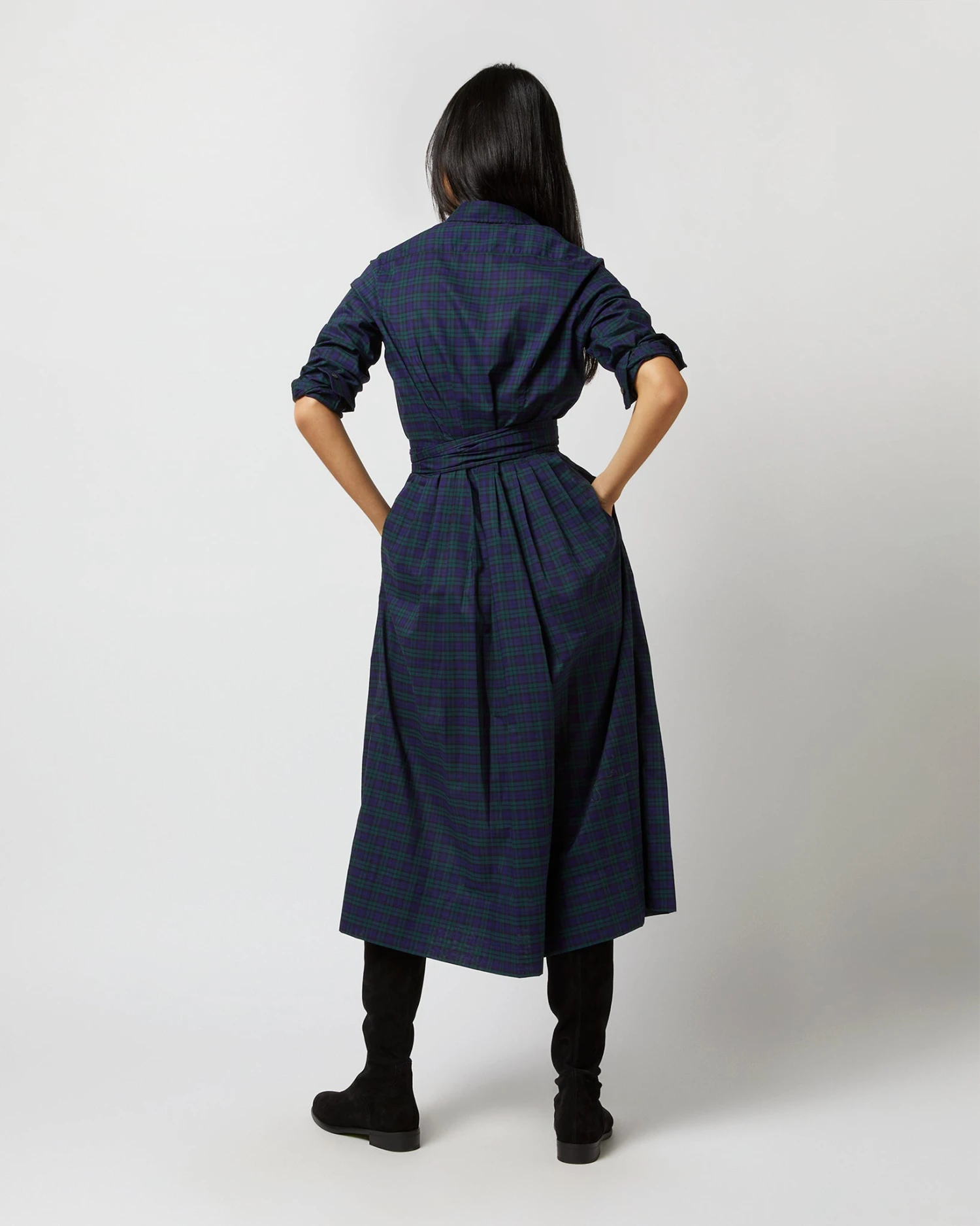 Classic Shirtwaist Dress In Blackwatch Poplin 6 Classic Shirtwaist Dress In Blackwatch Poplin - Image 4