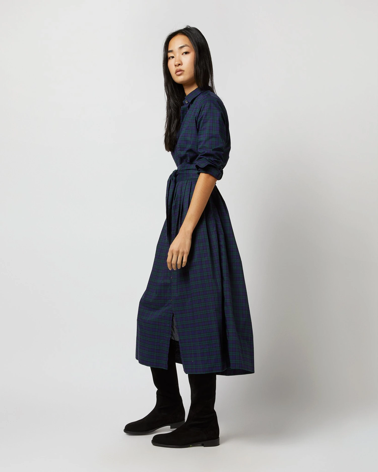 Classic Shirtwaist Dress In Blackwatch Poplin 7 Classic Shirtwaist Dress In Blackwatch Poplin - Image 5