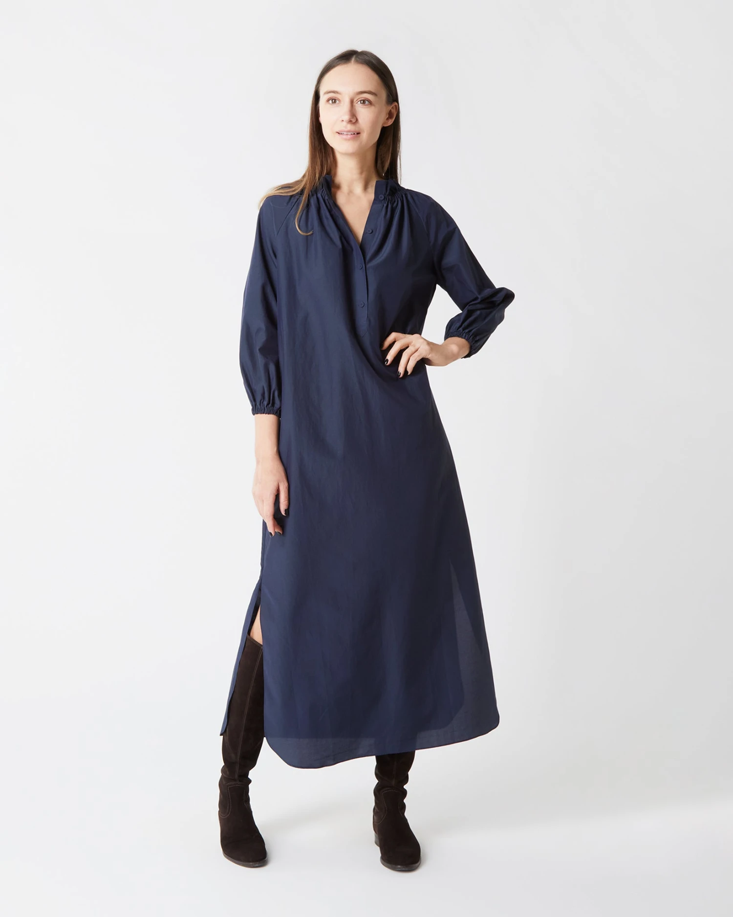 Popover Kamille Dress In Navy Habotai 10 Popover Kamille Dress In Navy Habotai - Image 8