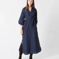 Popover Kamille Dress In Navy Habotai
