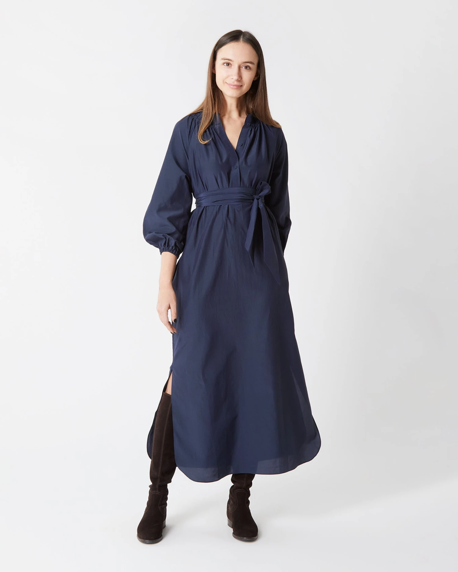 Popover Kamille Dress In Navy Habotai 3 Popover Kamille Dress In Navy Habotai