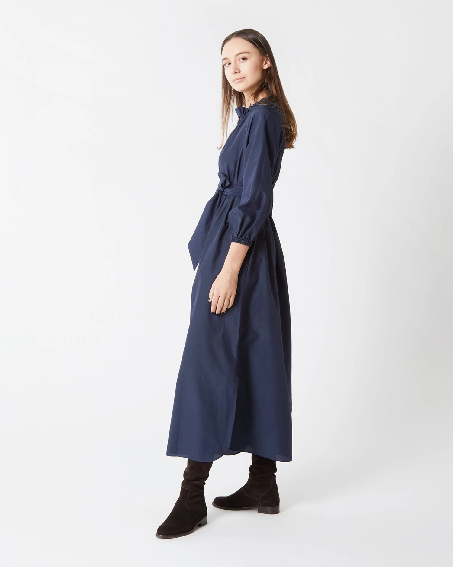 Popover Kamille Dress In Navy Habotai 4 Popover Kamille Dress In Navy Habotai - Image 2