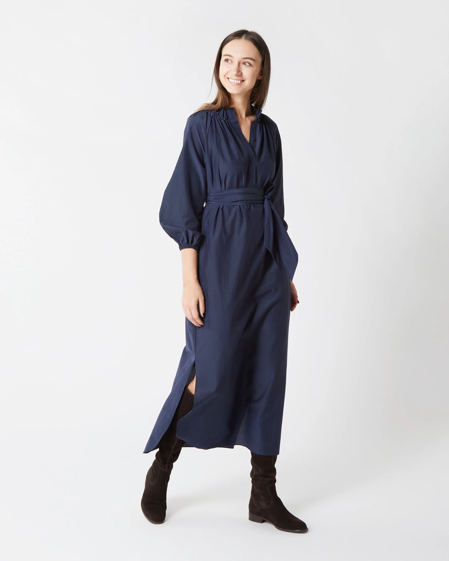 Popover Kamille Dress In Navy Habotai 7 Popover Kamille Dress In Navy Habotai - Image 5