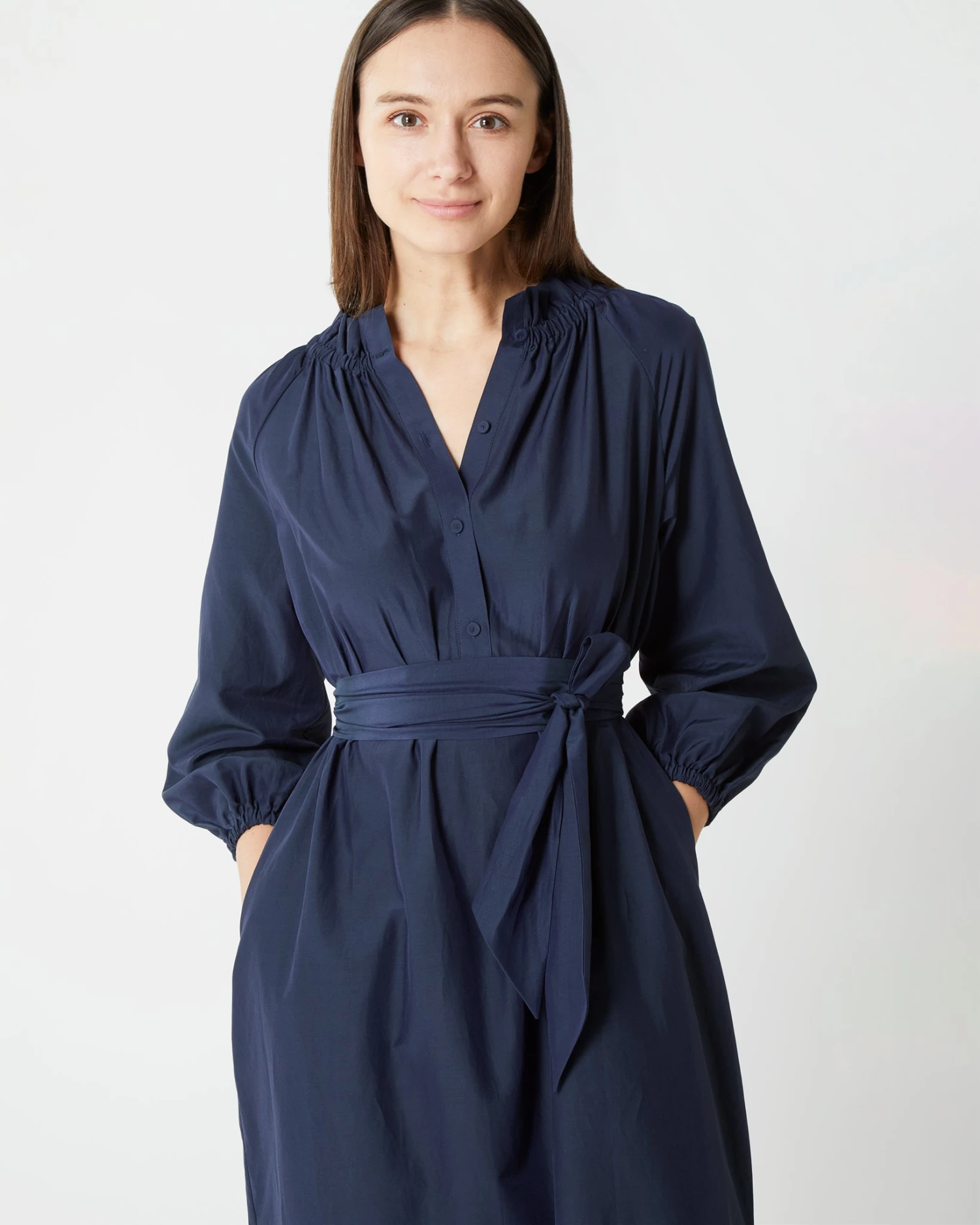 Popover Kamille Dress In Navy Habotai 8 Popover Kamille Dress In Navy Habotai - Image 6