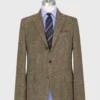 Virgil No. 2 Jacket In Brown/Sky/Spruce Herringbone Plaid Harris Tweed -Garbiera Sales Store S67576 1