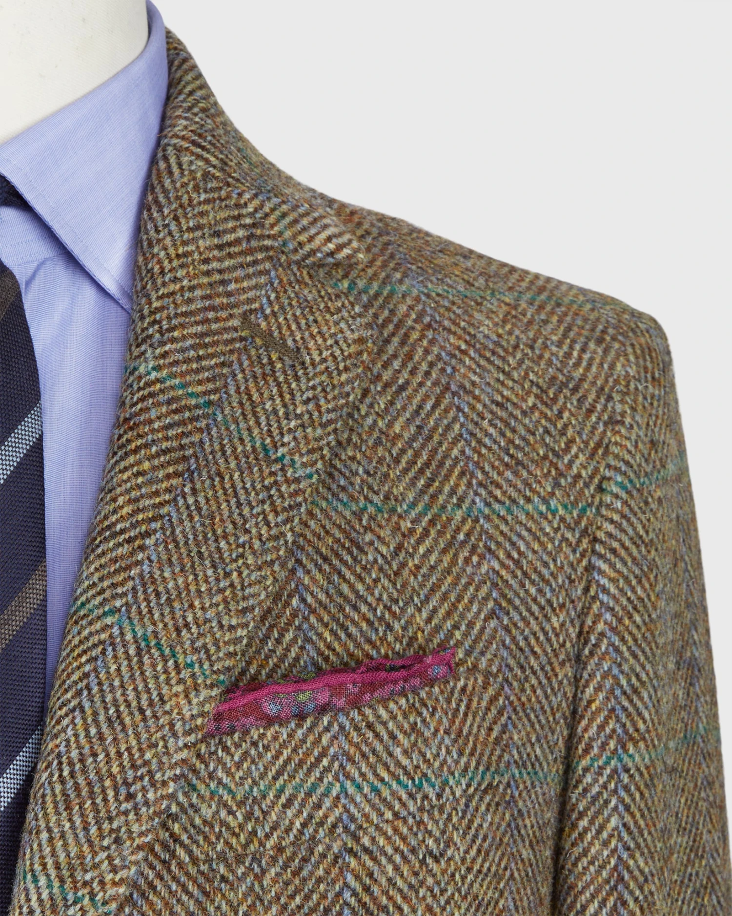 Virgil No. 2 Jacket In Brown/Sky/Spruce Herringbone Plaid Harris Tweed 3 Virgil No. 2 Jacket In Brown/Sky/Spruce Herringbone Plaid Harris Tweed - Image 2
