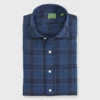 Otto Handmade Sport Shirt In Air Force/Grey/Purple Plaid Brushed Twill -Garbiera Sales Store S68396 50