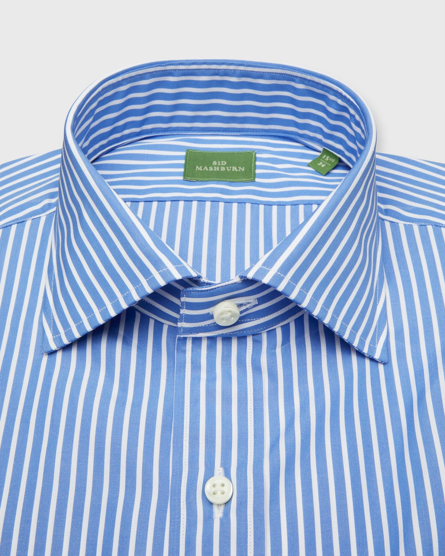 Spread Collar Dress Shirt In Dutch Blue Wide Stripe Poplin 4 Spread Collar Dress Shirt In Dutch Blue Wide Stripe Poplin - Image 2