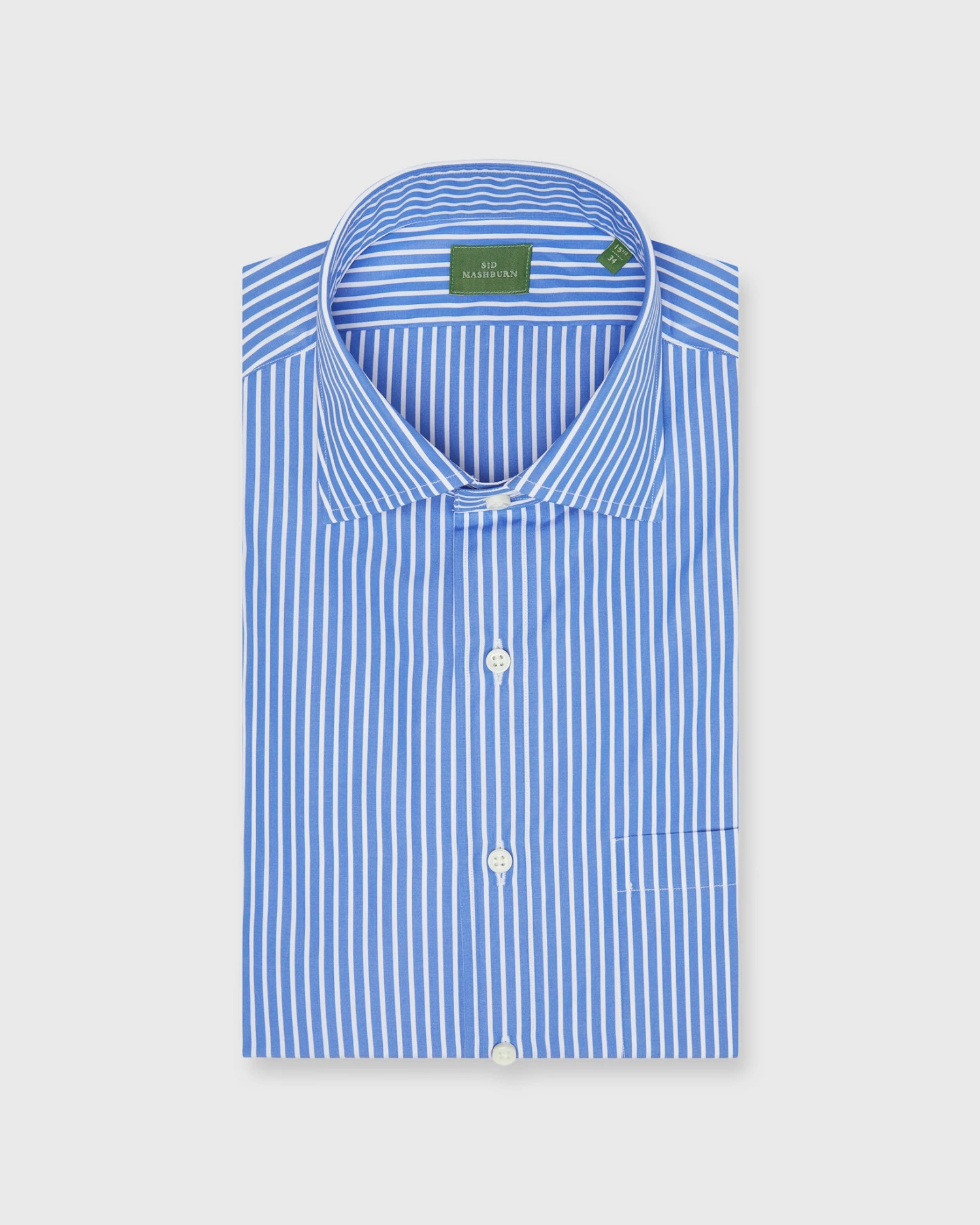 Spread Collar Dress Shirt In Dutch Blue Wide Stripe Poplin 3 Spread Collar Dress Shirt In Dutch Blue Wide Stripe Poplin