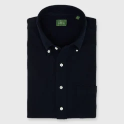 Knit Button-Down Popover Shirt In Navy Pique