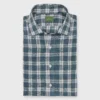 Otto Handmade Sport Shirt In Lovat/Stone/Navy Plaid Linen -Garbiera Sales Store S68687 38
