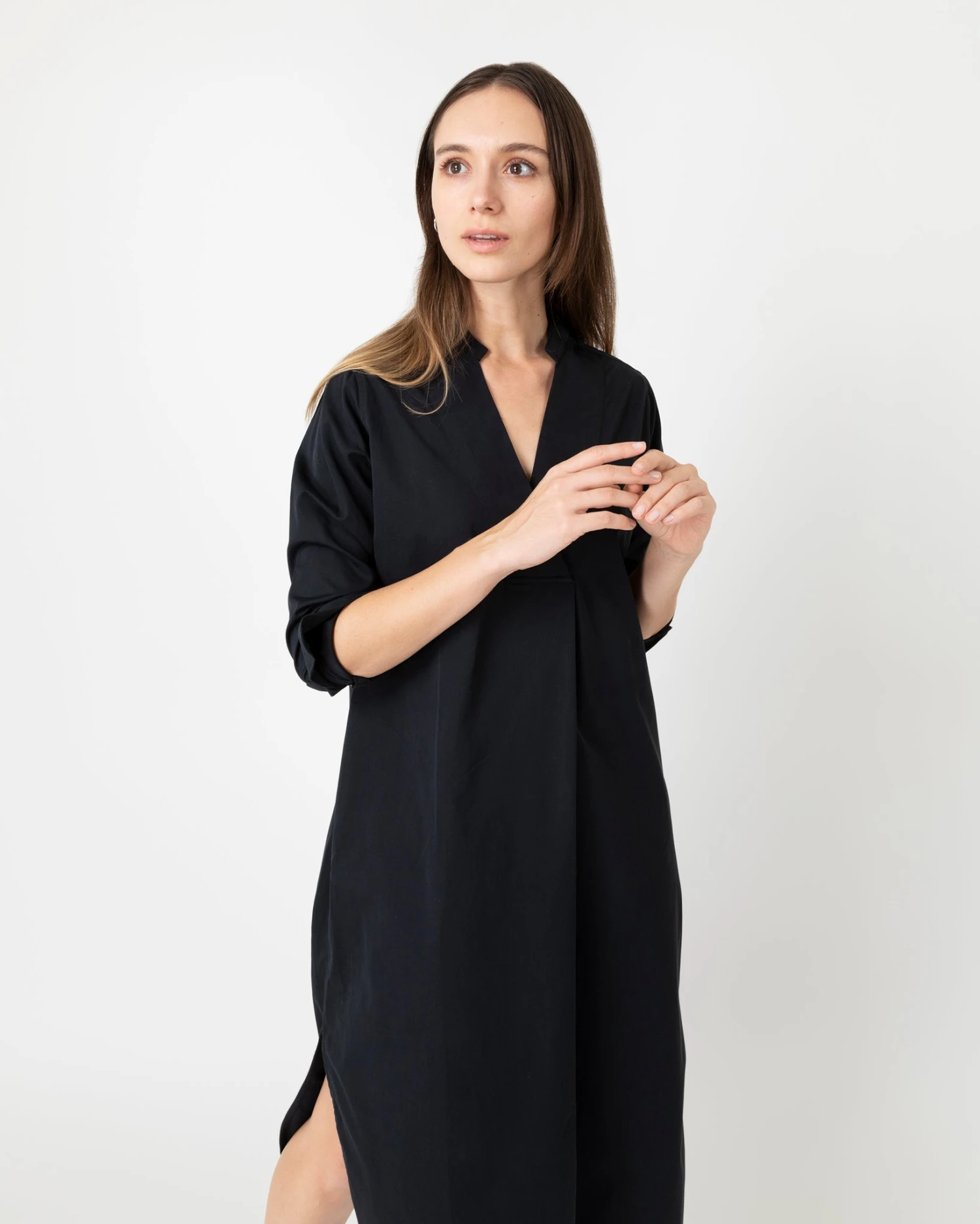 Nyala Dress In Black Poplin 7 Nyala Dress In Black Poplin - Image 5