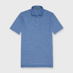 Short-Sleeved Polo In Ink/Coastal Stripe Jersey