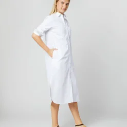 Boyfriend Dress In White Poplin -Garbiera Sales Store S70455 047