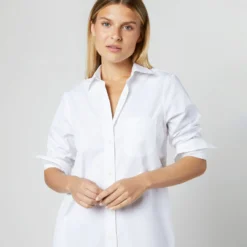 Boyfriend Dress In White Poplin -Garbiera Sales Store S70455 062