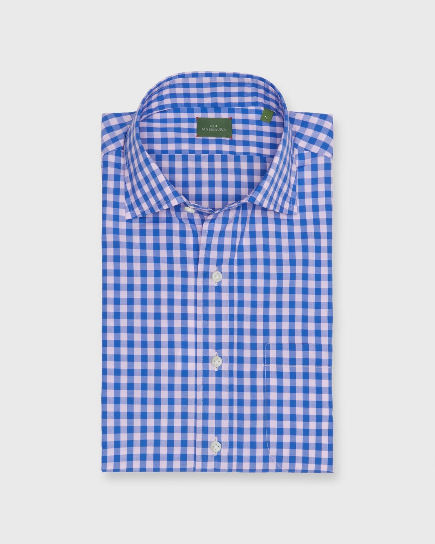 Otto Handmade Sport Shirt In Pink/Steel Blue Gingham Poplin 3 Otto Handmade Sport Shirt In Pink/Steel Blue Gingham Poplin