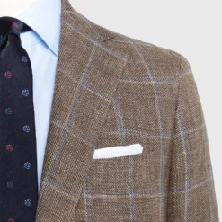 Virgil No. 2 Jacket In Brown Mix/Blue/Bone Windowpane Hopsack -Garbiera Sales Store S70513 33