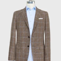 Virgil No. 2 Jacket In Brown Mix/Blue/Bone Windowpane Hopsack -Garbiera Sales Store S70513 40