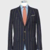 Ghost Blazer In Navy/Green/Orange Stripe High-Twist -Garbiera Sales Store S70514 118