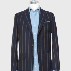 Ghost Blazer In Navy/Green/Orange Stripe High-Twist 11 Ghost Blazer In Navy/Green/Orange Stripe High-Twist -Garbiera Sales Store S70514 123