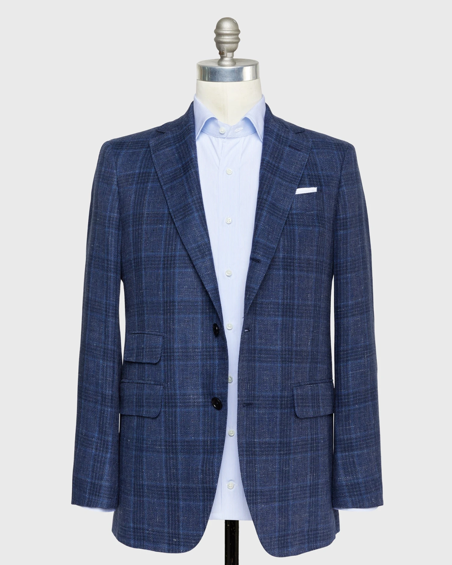 Virgil No. 2 Jacket In Blue/Navy Windowpane Twill 5 Virgil No. 2 Jacket In Blue/Navy Windowpane Twill - Image 3