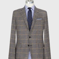 Virgil No. 4 Jacket In Bone/Navy/Olive Houndstooth Flannel