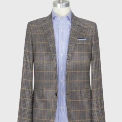 Virgil No. 4 Jacket In Bone/Navy/Olive Houndstooth Flannel -Garbiera Sales Store S70645 3