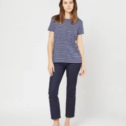 Short-Sleeved Relaxed Tee In Navy/White Stripe Jersey 15 Short-Sleeved Relaxed Tee In Navy/White Stripe Jersey -Garbiera Sales Store S70648 5685